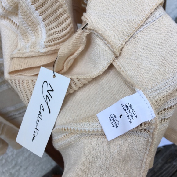 NY collection knit cream short sleeve cardigan - Picture 5 of 5